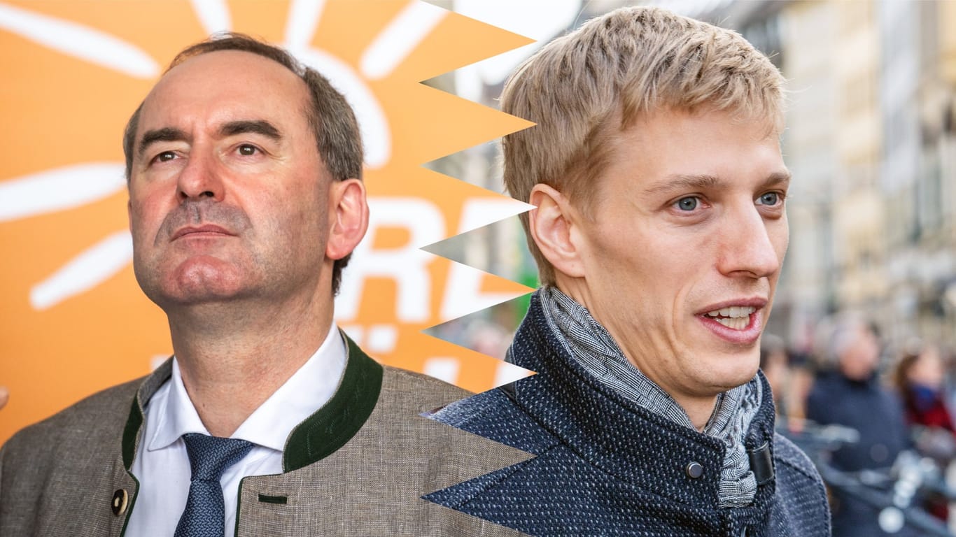 Bayerns stellvertretender Ministerpräsident Hubert Aiwanger (l., Freie Wähler) und Münchens Zweiter Bürgermeister Dominik Krause (r., Grüne) scheinen keine Freunde voneinander zu sein.