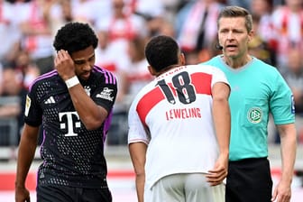 Serge Gnabry, Jamie Leweling und Tobias Welz (v. l. n. r.): Stuttgart besiegte die Bayern.