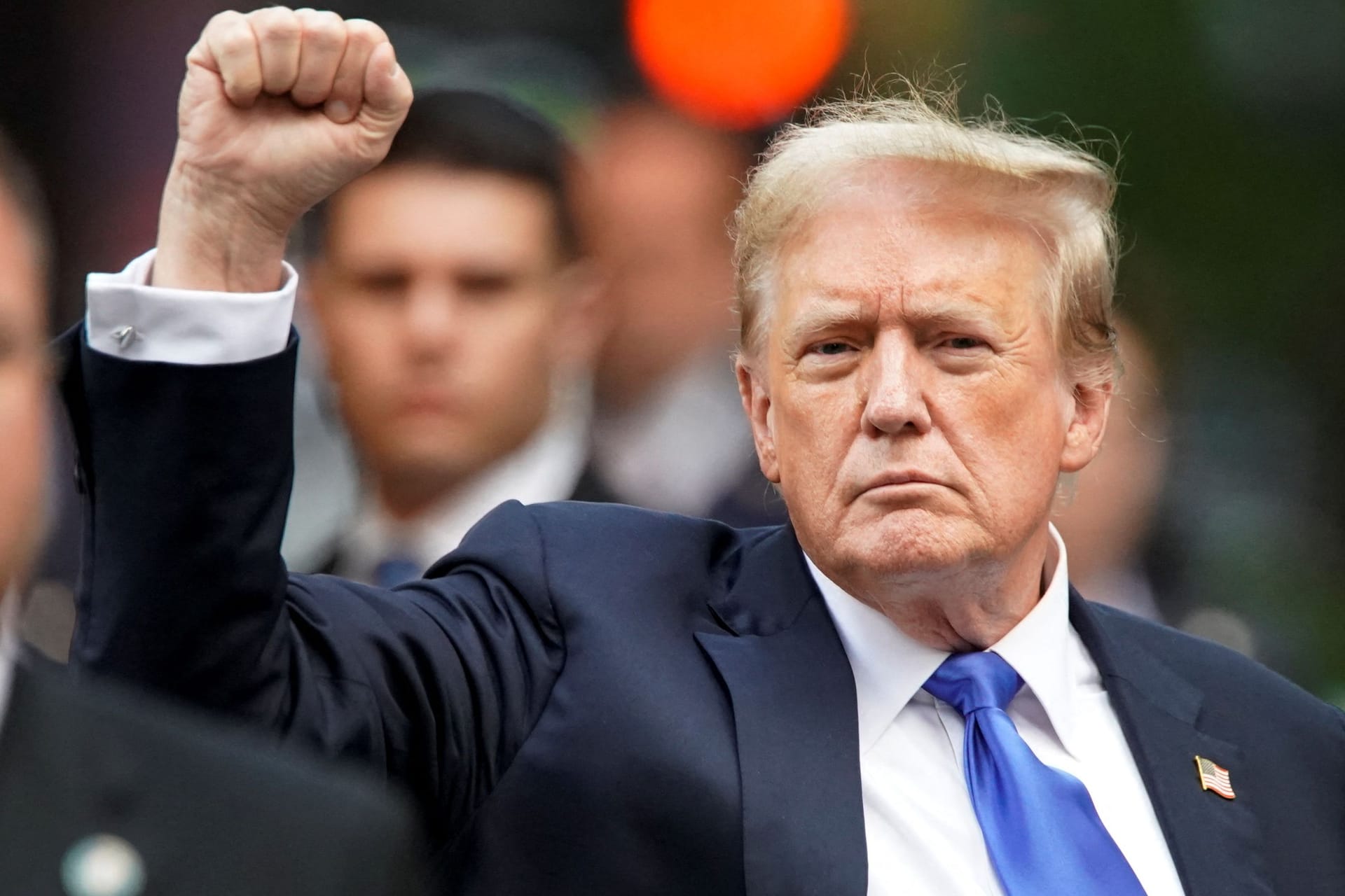 Der Kampf geht weiter: Donald Trump nach dem Urteil vor seinem Trump Tower in Manhattan.