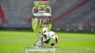 Der EM-Pokal in der Allianz Arena: Am Dienstag wird die Trophäe in München für die Öffentlichkeit ausgestellt.