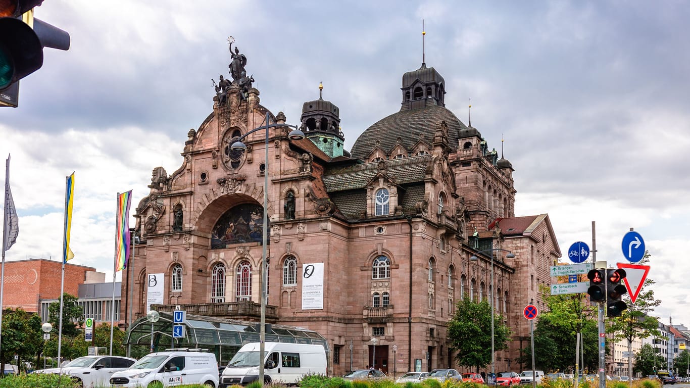 View of Staatstheater Nurnberg. Theater for operas, plays, ballets and concerts in Nuremberg in Franconia, Bavaria, Germany.