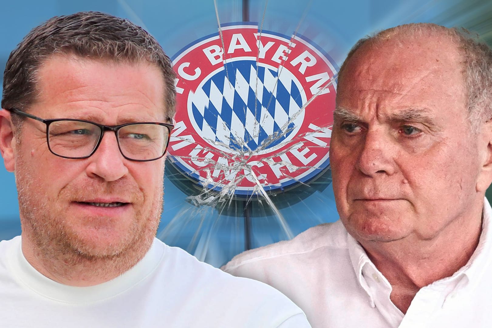 Max Eberl (l.) ist sportlich verantwortlich, doch Uli Hoeneß (r.) ist im Hintergrund immer noch mächtig.