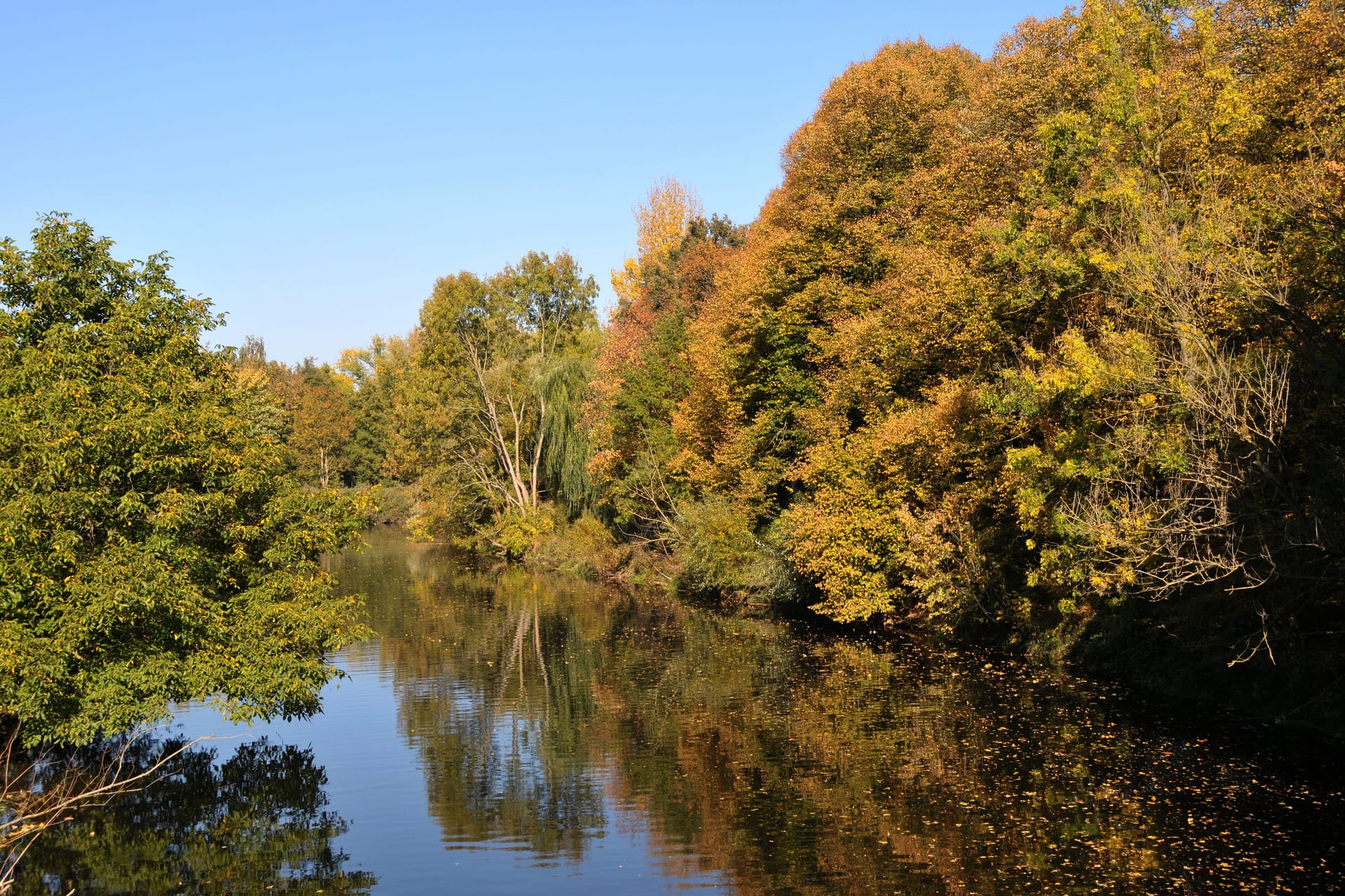 Fluss Leine bei Hannover (Symbolfoto): Die Leiche lag lange Zeit im Wasser, deshalb habe die Polizei die Todesursache nicht ermitteln können.