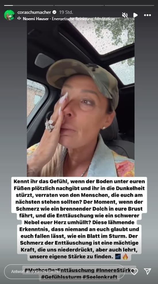 Cora Schumacher weint auf Instagram: TV-Star filmt sich völlig aufgelöst