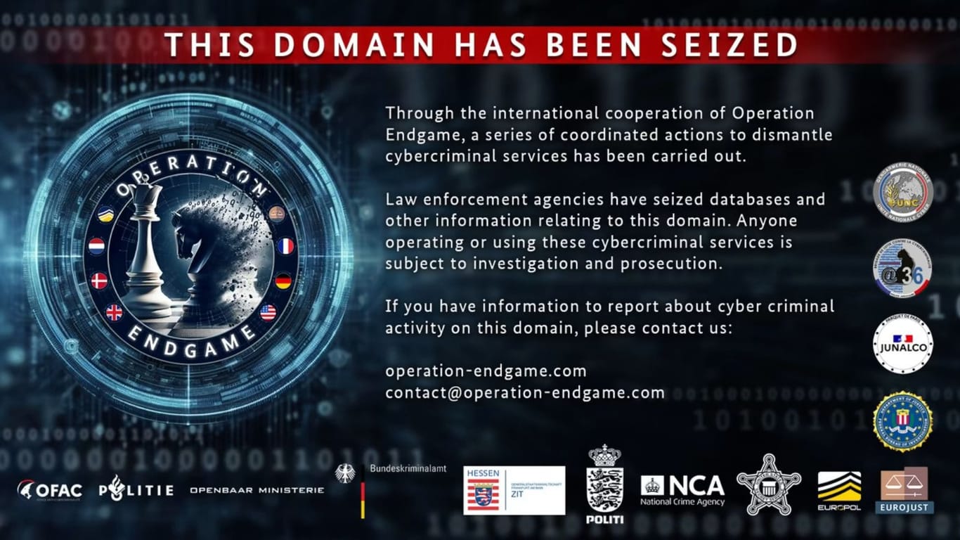 Screenshot einer beschlagnahmten Website: Die Ermittler beschlagnahmten zudem Hunderte Rechner und nahmen diese vom Netz.