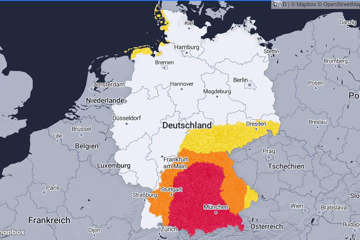 Aktuelle Unwetterwarnung für Deutschland, 31.05.2024, 7:05 Uhr.