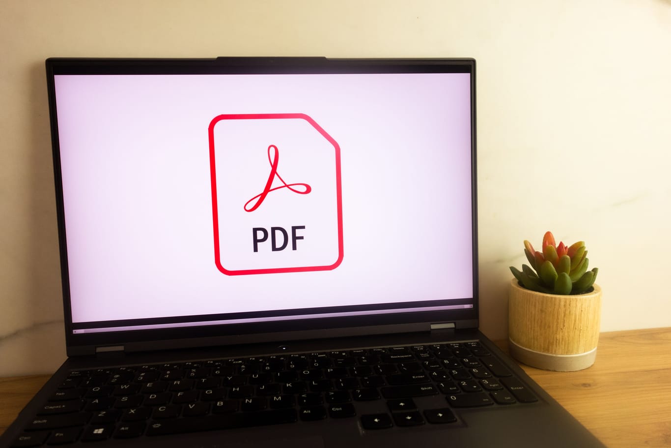 KONSKIE, POLAND - June 30, 2022: Pdf file logo displayed on laptop computer