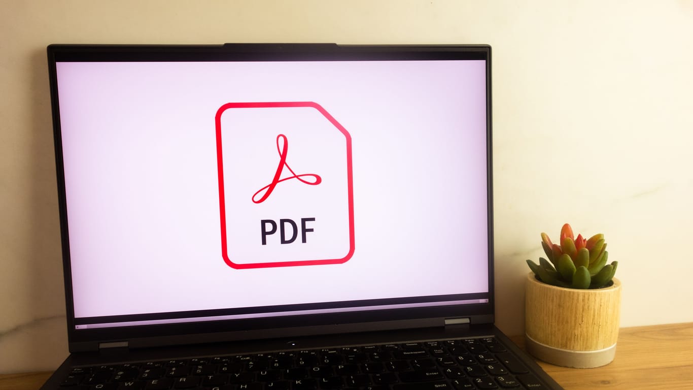 KONSKIE, POLAND - June 30, 2022: Pdf file logo displayed on laptop computer