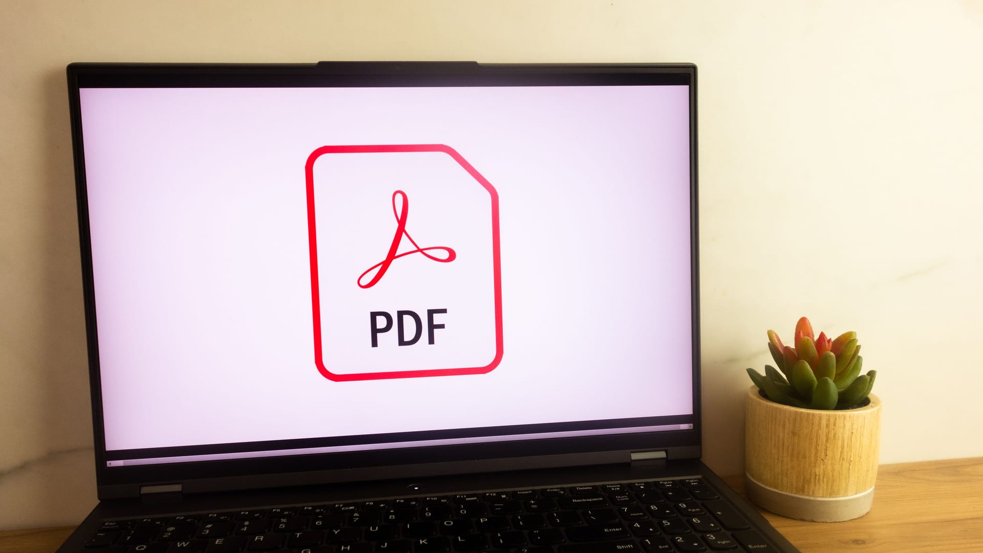 KONSKIE, POLAND - June 30, 2022: Pdf file logo displayed on laptop computer