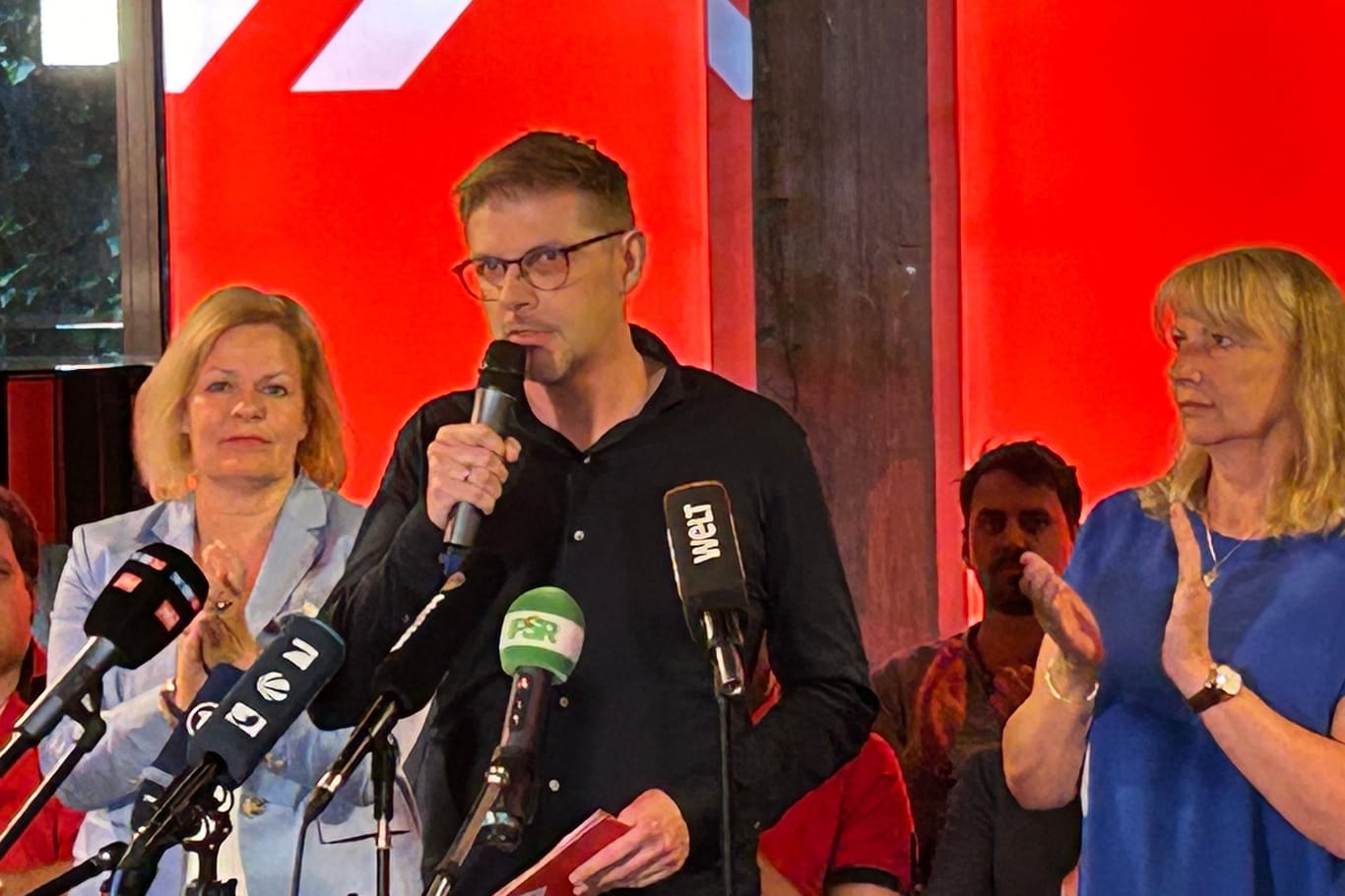 SPD-Europaspitzenkandidat Matthias Ecke am Montagabend in Leipzig.