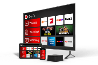 Vodafones neue Generation "GigaTV": Kabel- und Internetfernsehen aus einer TV-Box mitsamt der passenden App für Smartphone und Tablet.