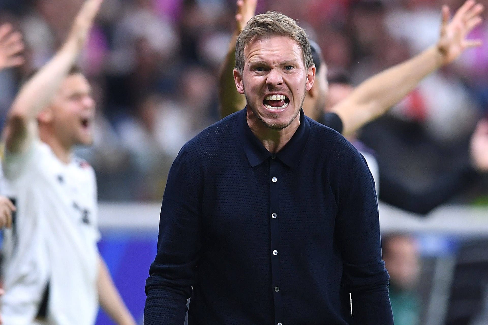 Bundestrainer Julian Nagelsmann regt sich auf im Spiel gegen die Schweiz. Am Ende durfte er aber wieder jubeln.