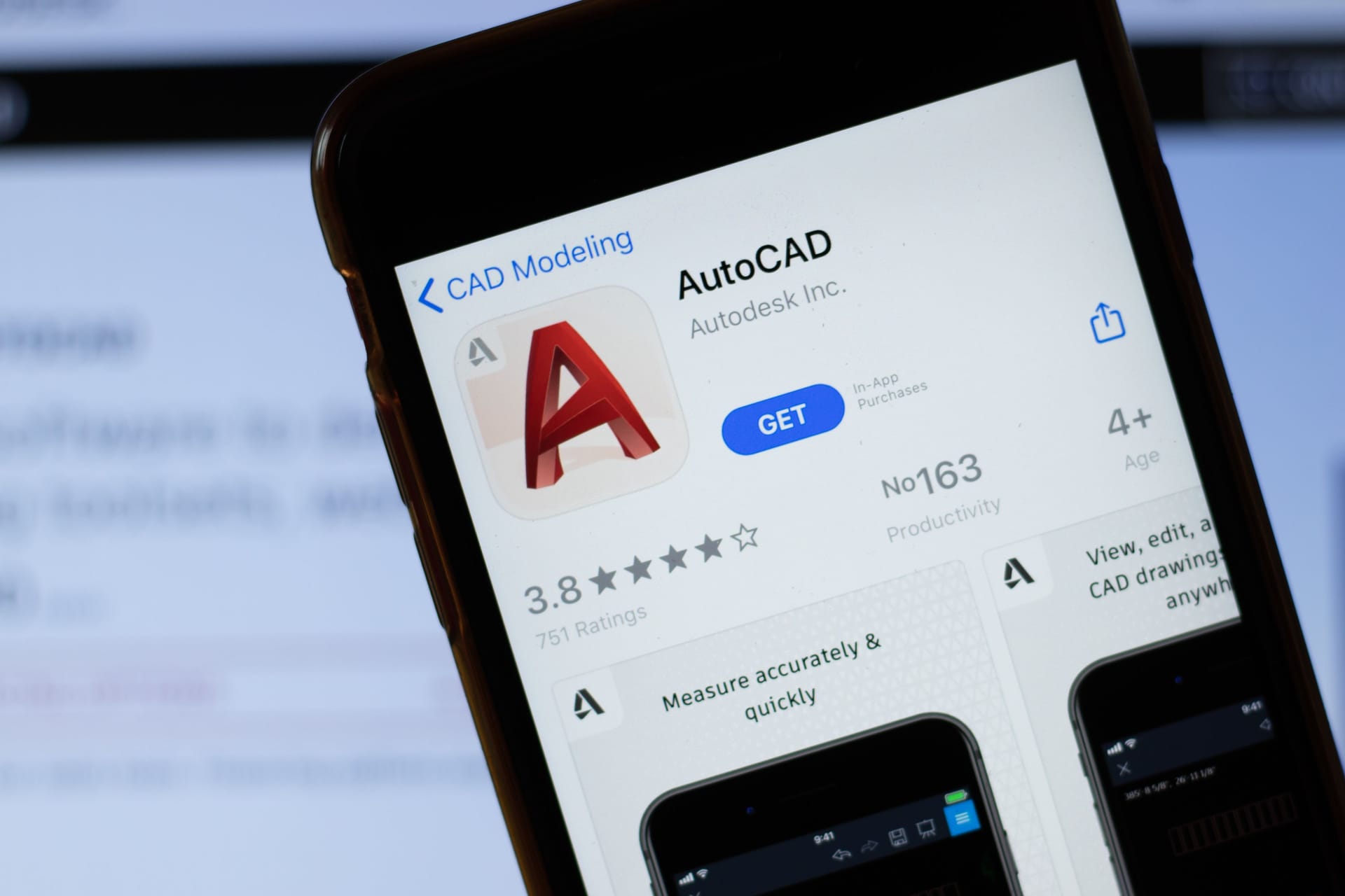 New York, USA - 15 May 2020: AutoCAD mobile app logo on phone screen, close-up icon, Illustrative Editorial