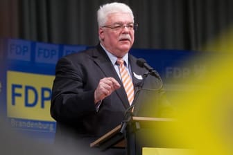 Heinz Lanfermann hält eine Rede (Archivbild): Der FDP-Politiker ist gestorben.
