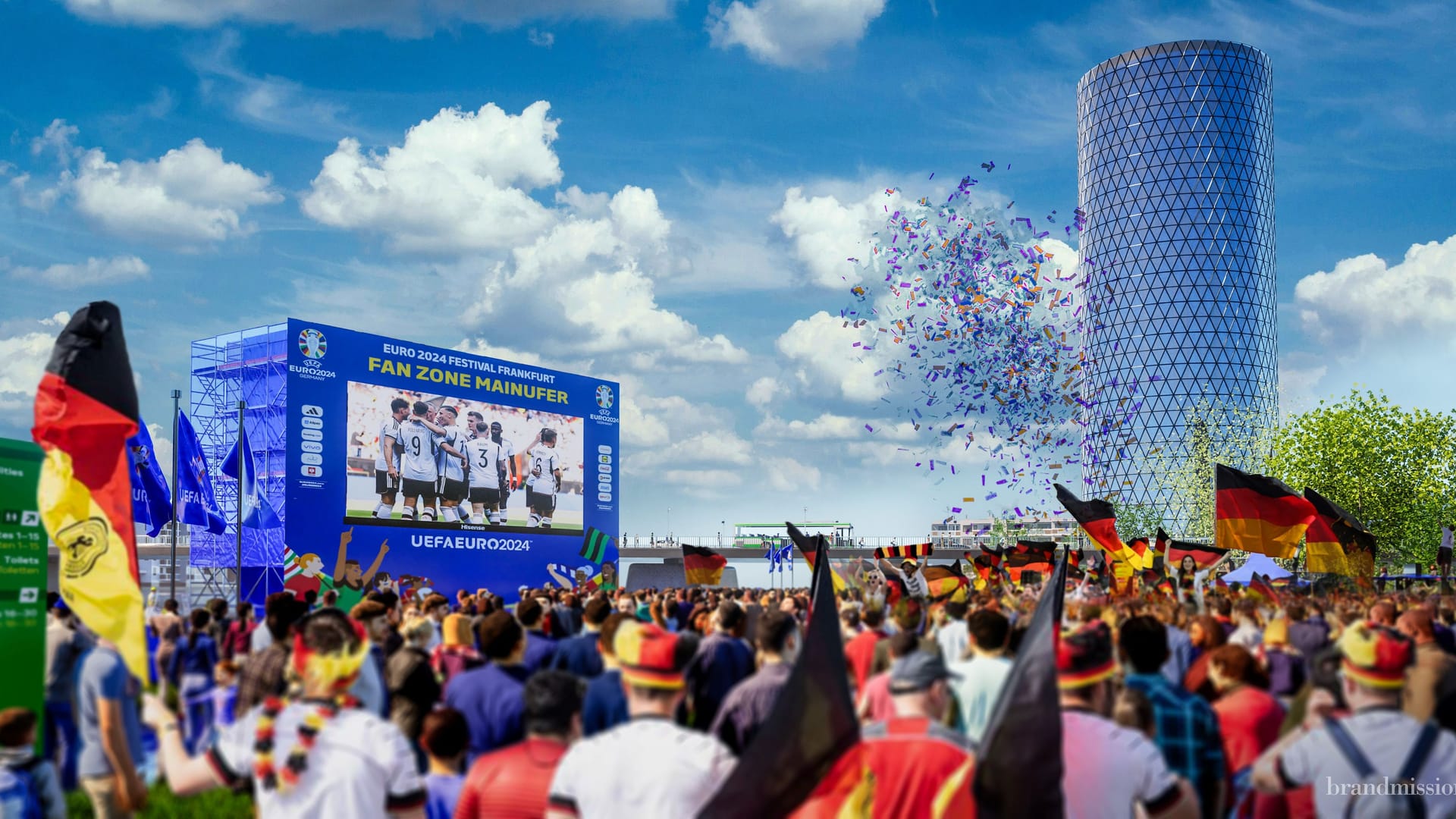 Frankfurt_Fan Zone Mainufer Big Screen und Fans_©_Brandmission