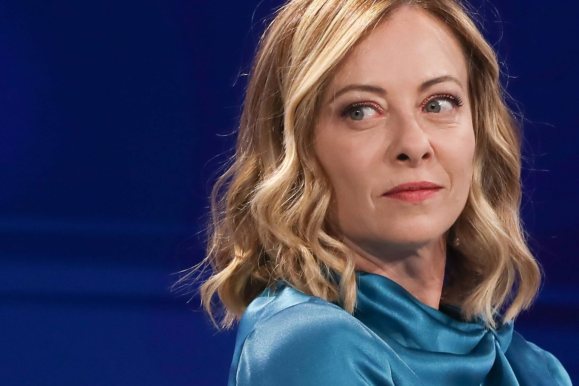Giorgia Meloni bei einer TV-Debatte kurz vor der Europawahl.