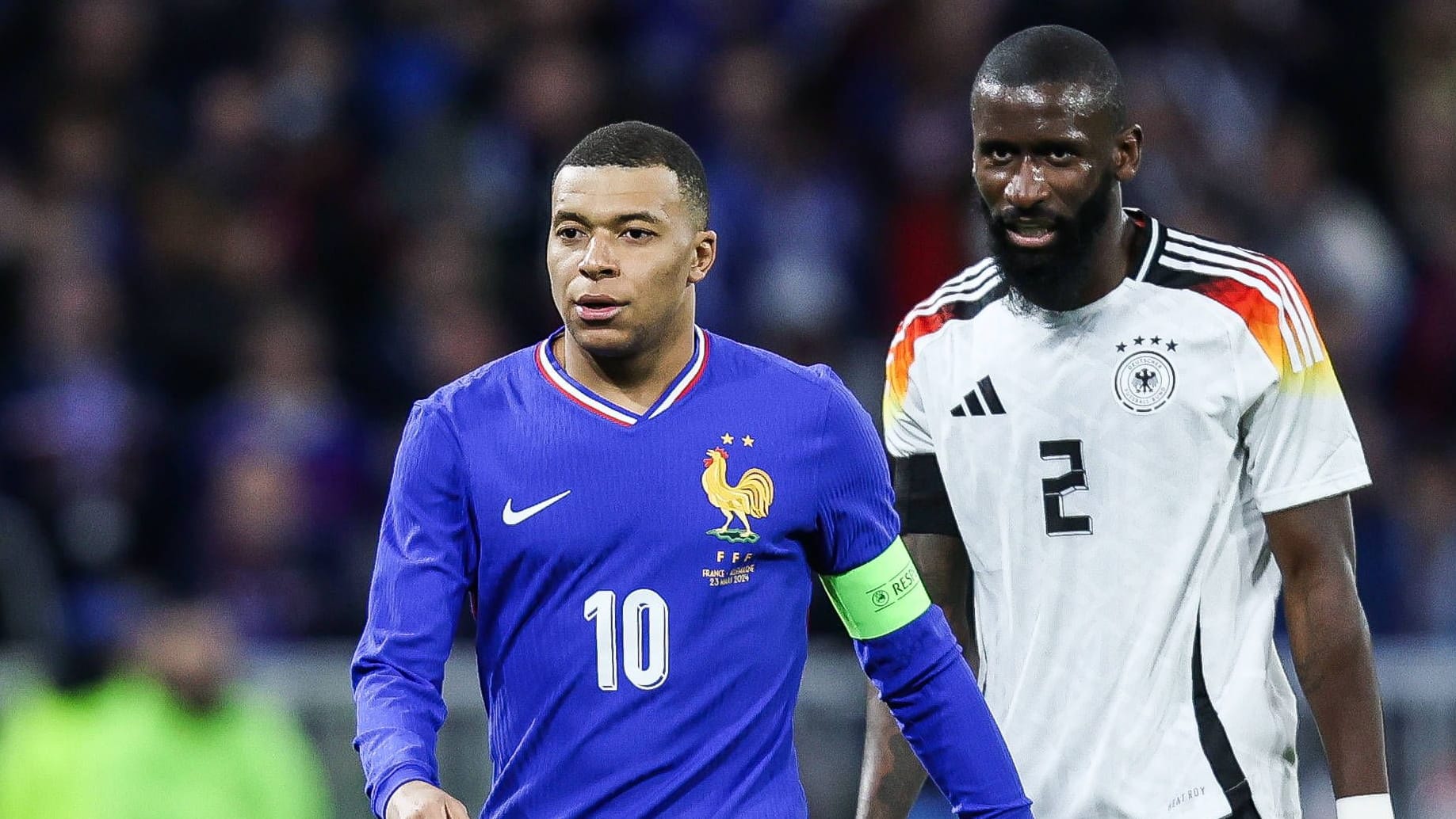 Kylian Mbappé (l.) und Antonio Rüdiger: Der Franzose hat sich verletzt.