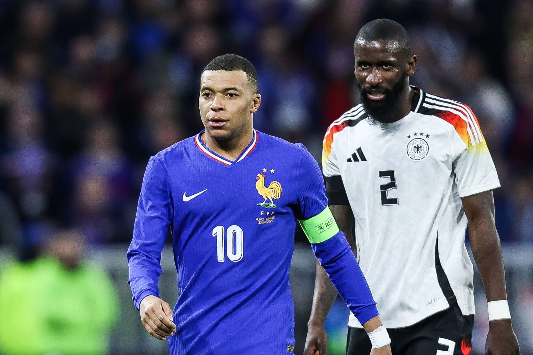 Kylian Mbappé (l.) und Antonio Rüdiger: Der Franzose hat sich verletzt.