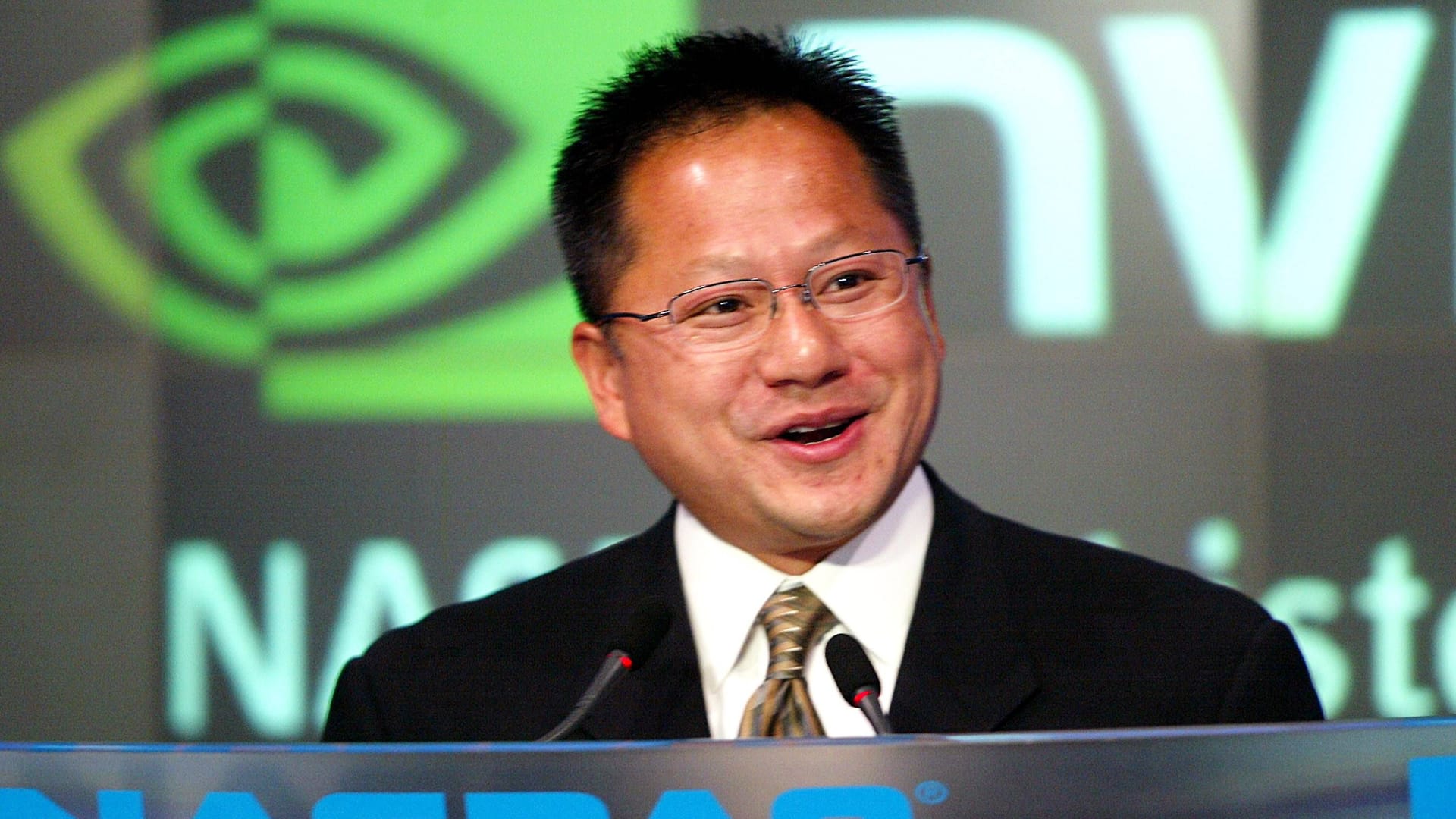 Jen-Hsun Huang (USA/CEO NVIDIA) anlässlich der Eröffnungsglocke an der NASDAQ in New York.