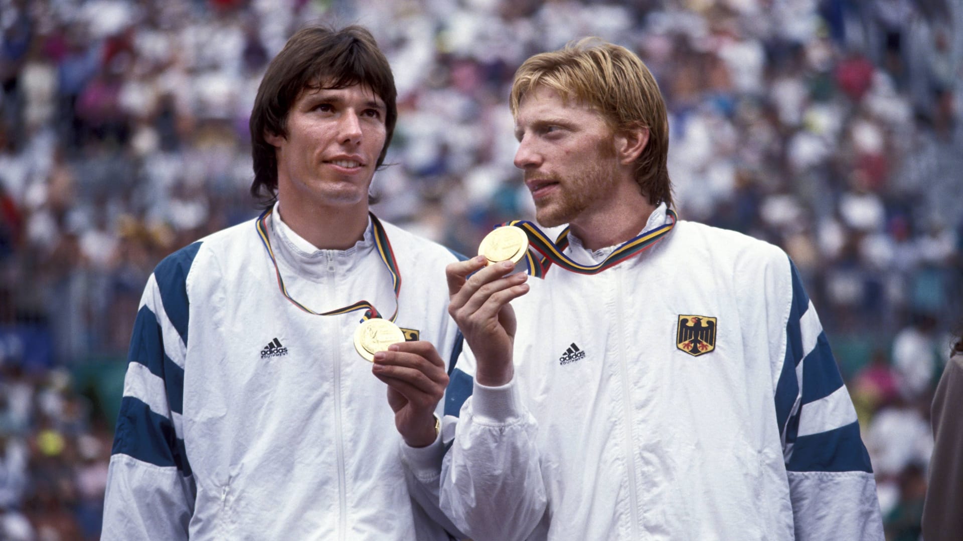 Michael Stich (l.) und Boris Becker bei den Olympischen Spielen.