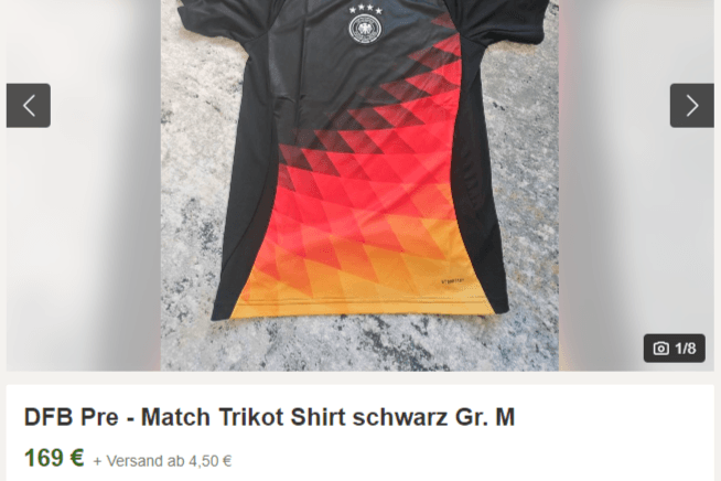 Ein Aufwärm-Trikot für fast 170 Euro: Online-Händler verdienen sich am fast ausverkauften EM-Merchandising eine goldene Nase.