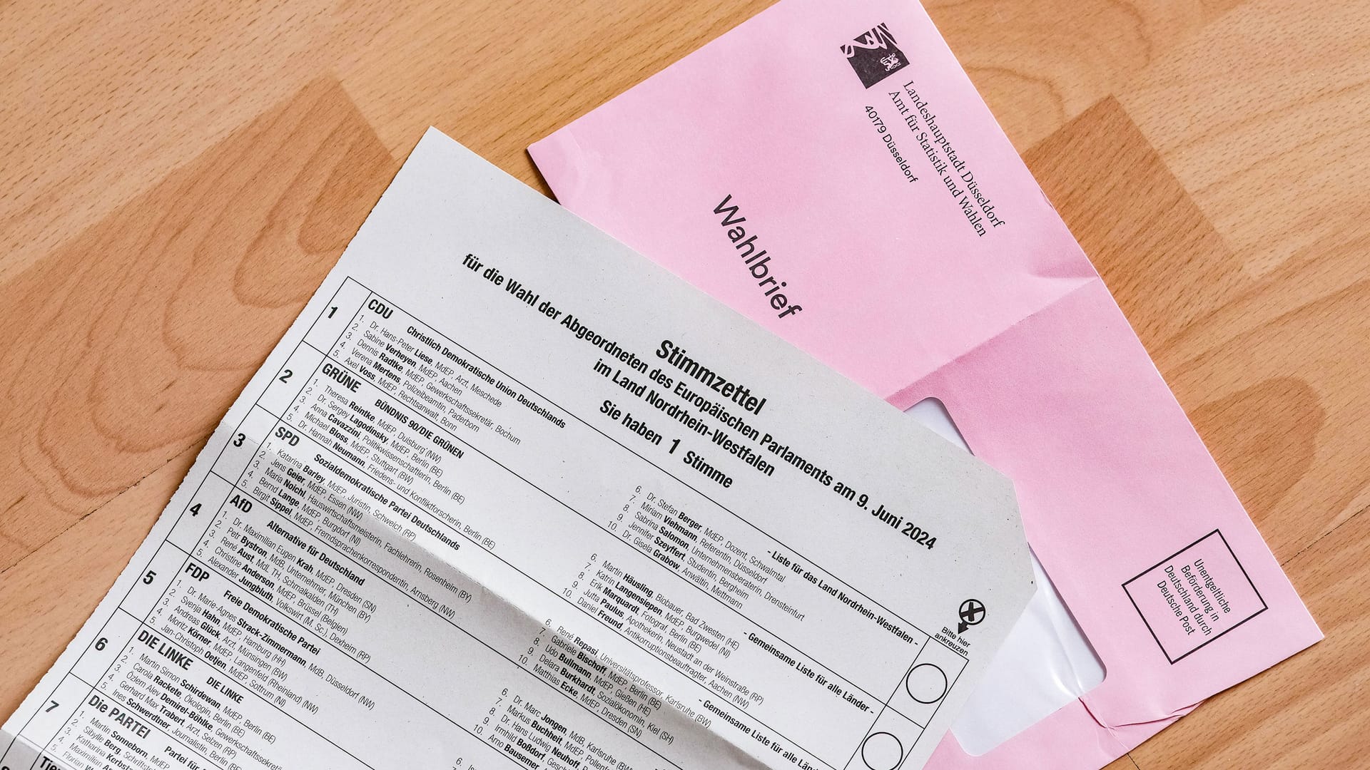 Wahlzettel für die Europawahl in Düsseldorf (Symbolfoto): In der Nacht wurde das vorläufige Ergebnis bekannt.