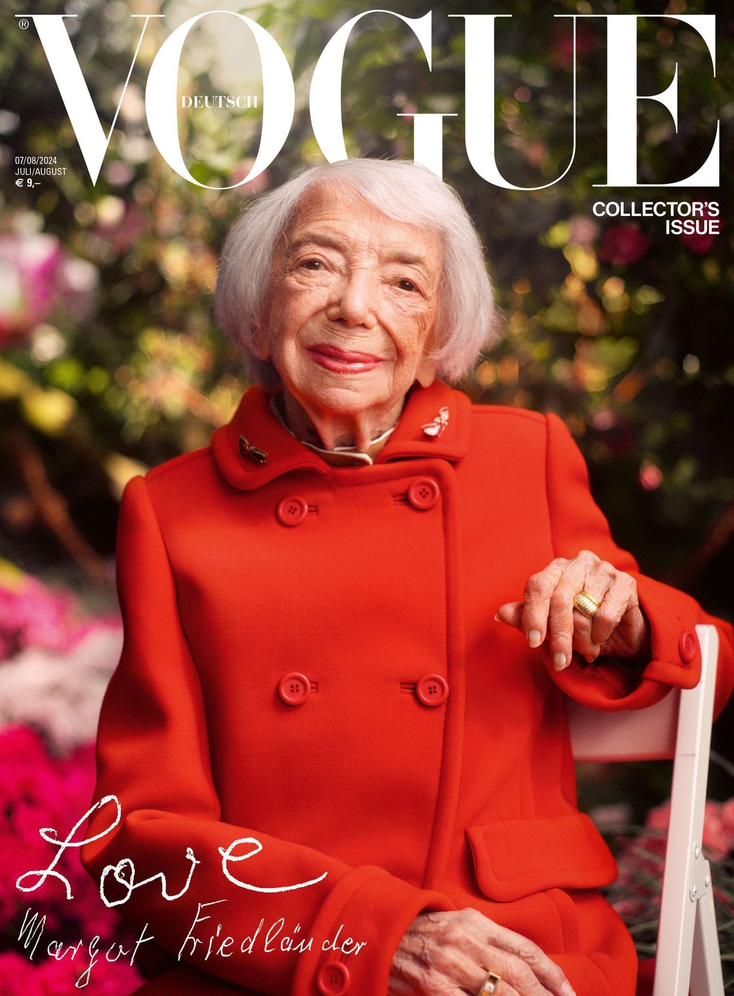 Die Holocaust-Überlebende Margot Friedländer auf dem Titel der Sommer-Doppelausgabe: Das Leitthema der "Vogue"-Ausgabe heißt "Love".