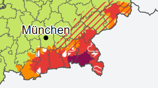 Unwetter-Prognose für Bayern, Stand: 03.06.2024, 20.00 Uhr