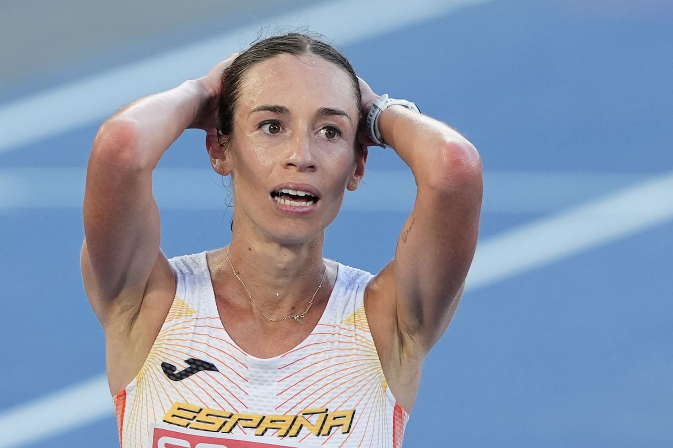 Laura García-Caro nach dem 20-Kilometer-Rennen: Die Geherin konnte es nicht fassen.