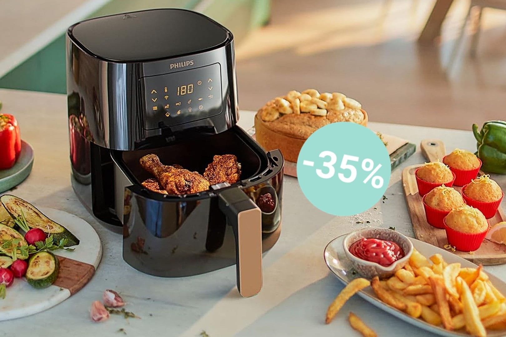 Für gesündere Mahlzeiten: Bei Amazon sind heute zahlreiche Produkte von Philips stark reduziert, darunter auch einer der beliebten Airfryer.