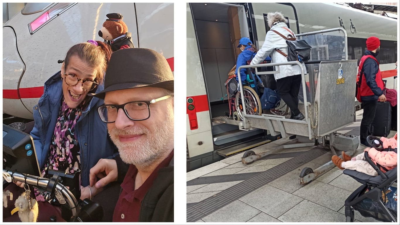 Karin Cordes-Zabel und Frank Zabel (links im Bild): Das Paar reist viel mit der Deutschen Bahn - nicht immer verlaufen ihre Reisen ohne Probleme.