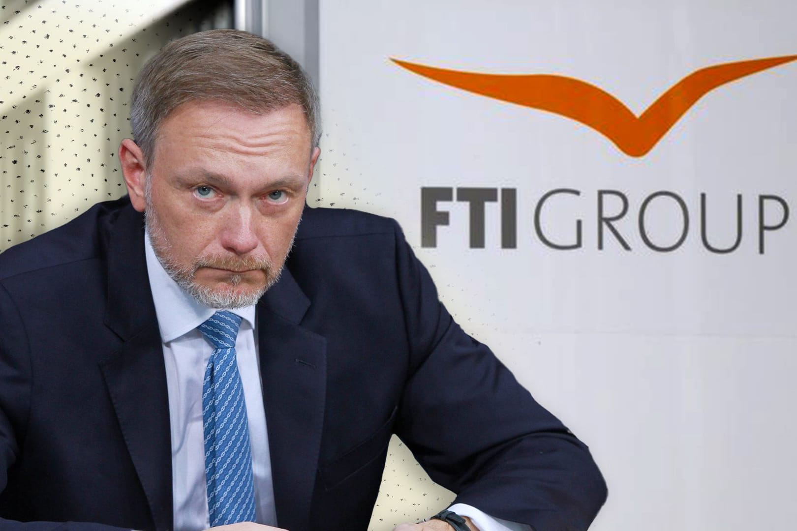 Lindner vor dem FTI-Logo (Collage): Der Reiseanbieter ist pleite.