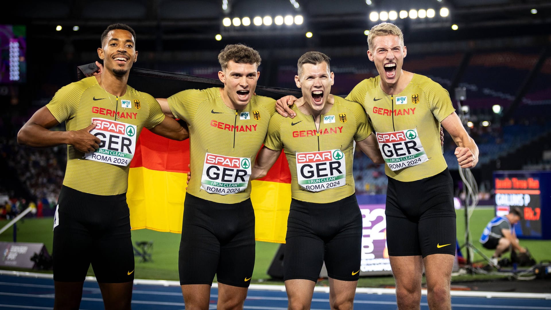 Jubel bei der 4x400-Staffel: Sie haben Bronze gewonnen.