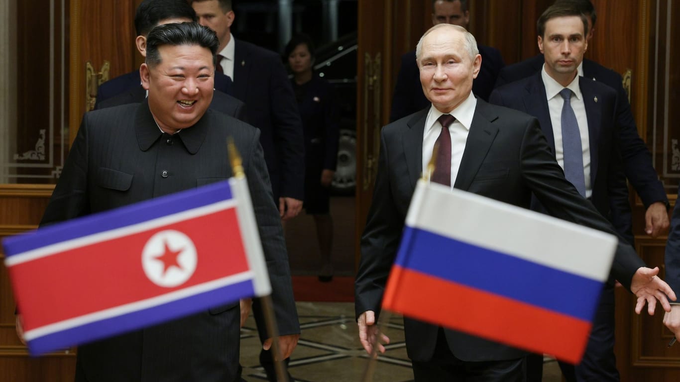 Kim Jong Un empfängt Putin in Pjöngjang.