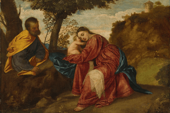 "Ruhe auf der Flucht nach Ägypten": Das vergessene Bild des italienischen Meisters Tizian kommt im Auktionshaus Christies unter den Hammer.
