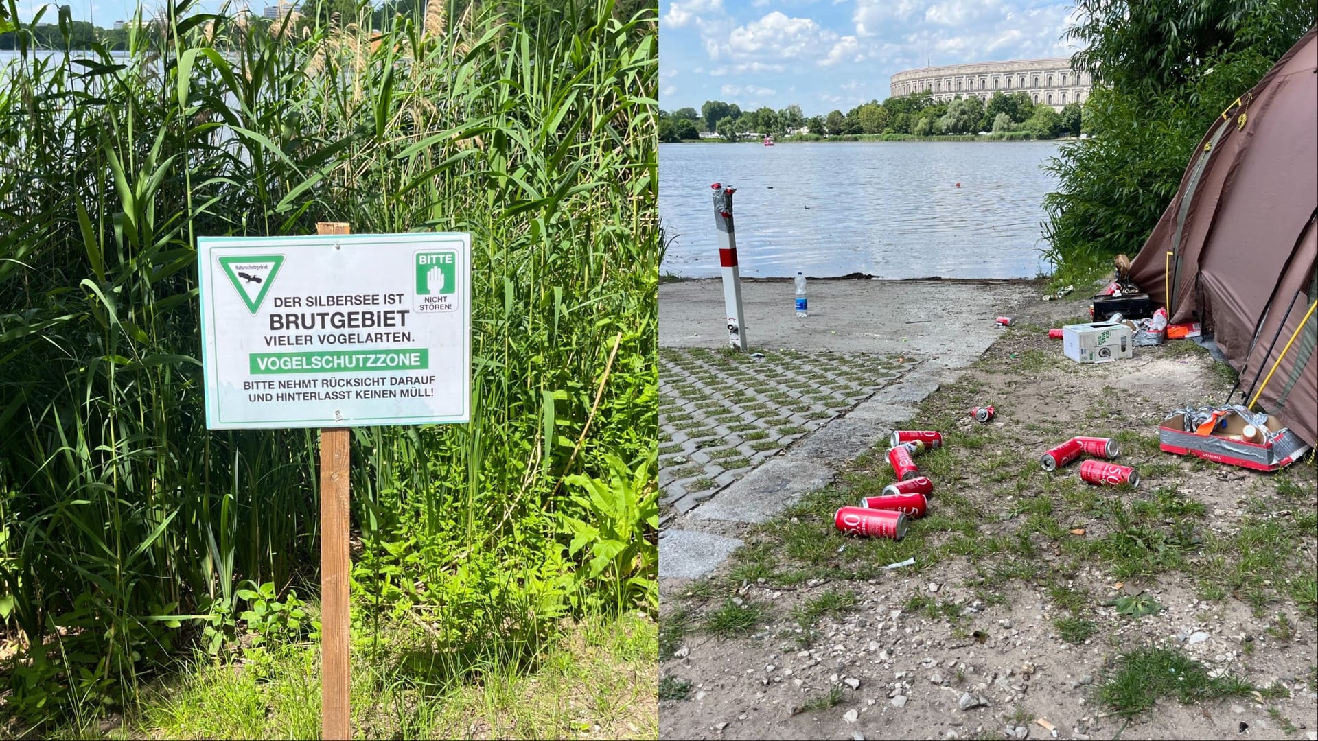 Der Veranstalter versucht, mit verschiedensten Schildern, Besucher auf den Naturschutz hinzuweisen: Manche scheint das nicht zu interessieren.