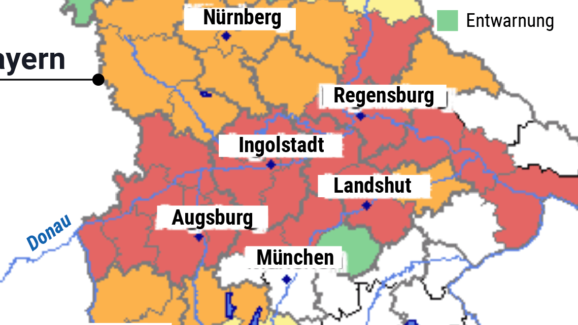 Hochwasserkarte für Bayern, 03.06.2024, 10.20 Uhr.