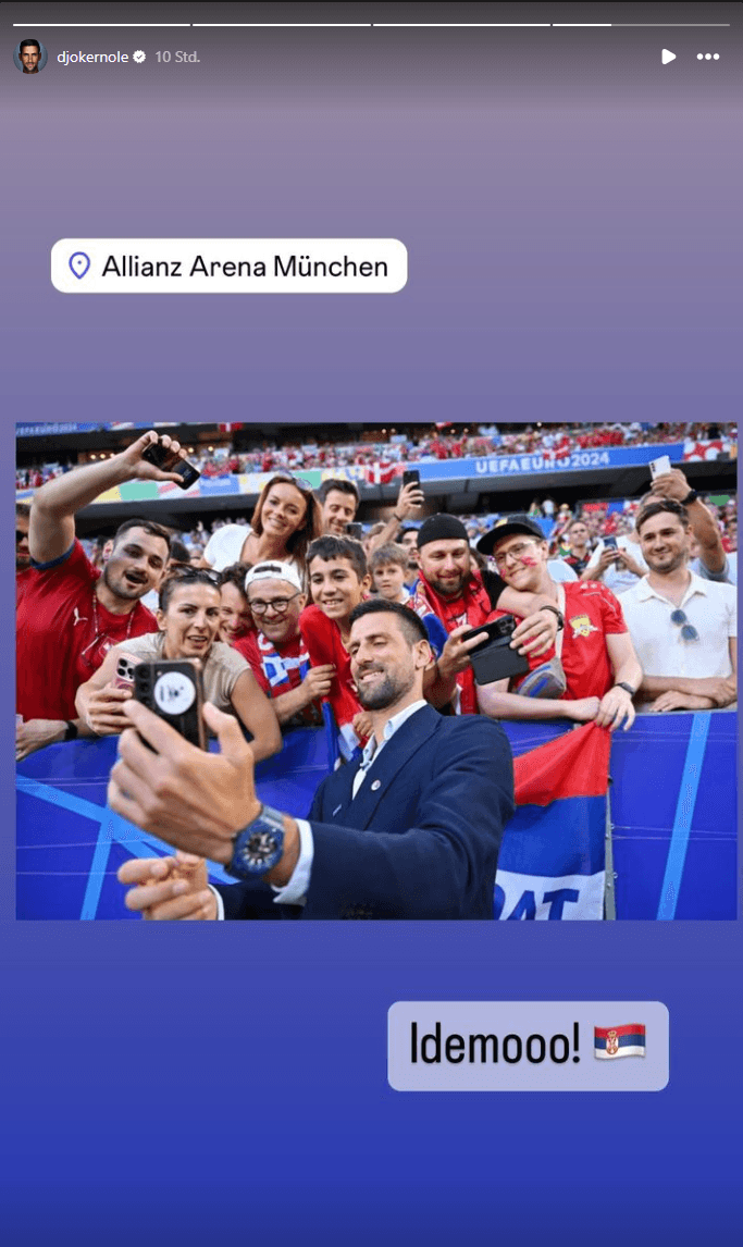 In seiner Instagram-Story postete Novak Djokovic Eindrücke aus dem Stadion.