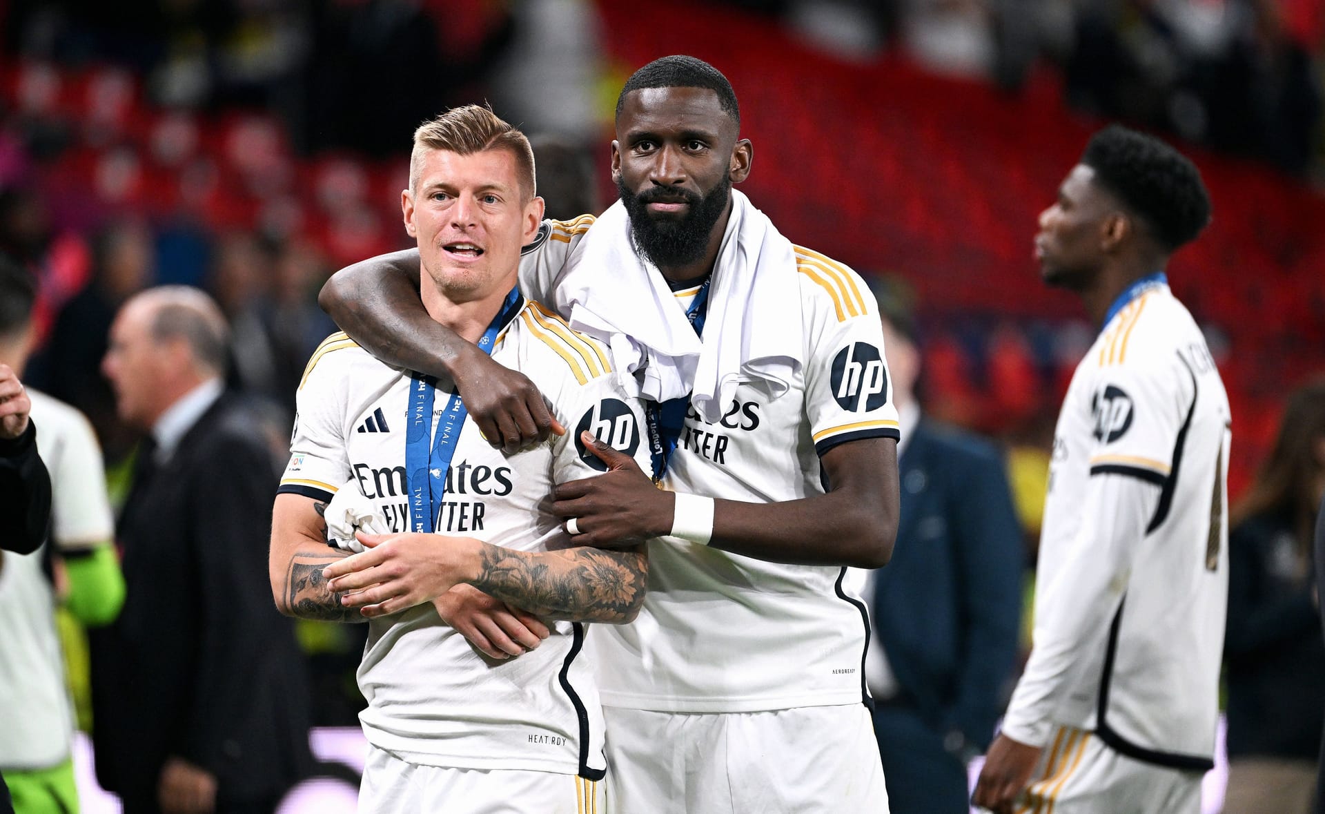 Toni Kroos und Antonio Rüdiger (r.): Zuletzt gewannen sie gemeinsam die Champions League.