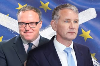 Mario Voigt und Björn Höcke: Die Europawahl gilt auch als Stimmungstest vor den Landtagswahlen in Thüringen.