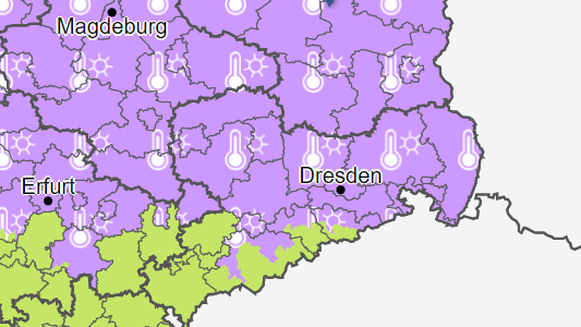 Der Deutsche Wetterdienst hat für mehrere Regionen Deutschlands eine Hitzewarnung ausgesprochen: In Sachsen müssen vor allem Menschen in Ost- und Nordsachsen auf ihren Kreislauf achten.