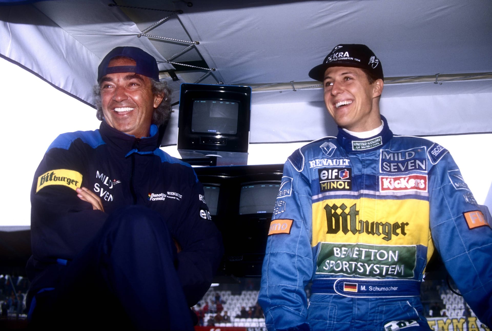 Flavio Briatore (links) mit Michael Schumacher: Gemeinsam holten sie zwei WM-Titel.