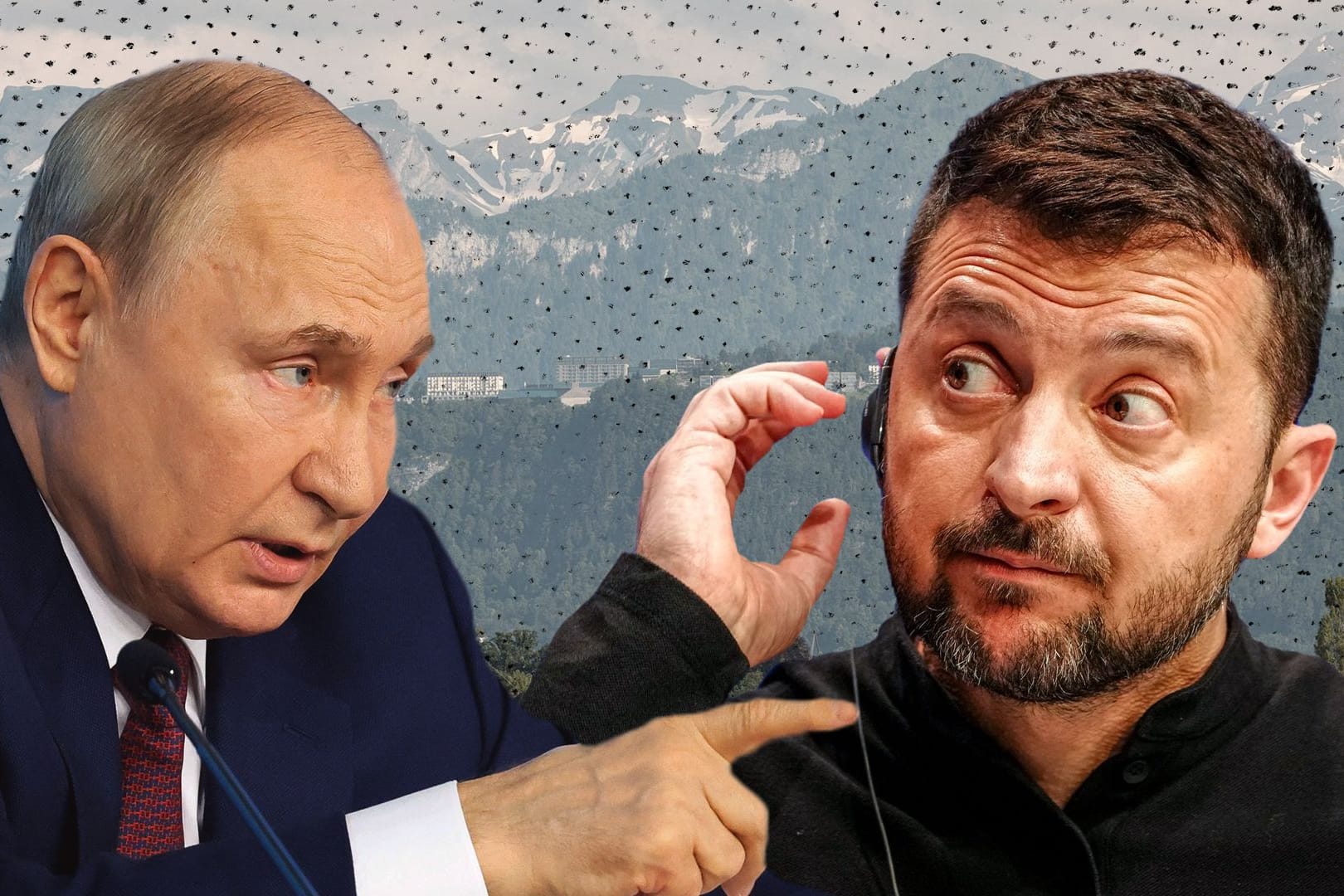 Wladimir Putin (l.) und Wolodymyr Selenskyj: Obwohl Putin nicht am Gipfel in der Schweiz teilnimmt, stellt er Forderungen.