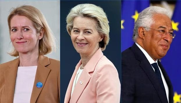 Die neuen EU-Spitzen Kallas, von der Leyen, Costa.