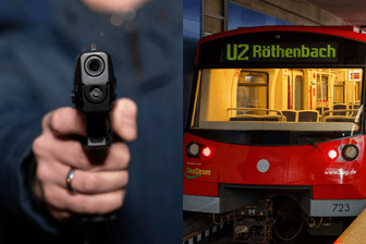 Ein Mann hält eine Pistole in der Hand (Symbolbild): Der Vorfall ereignete sich in einer U-Bahn der Linie 2.