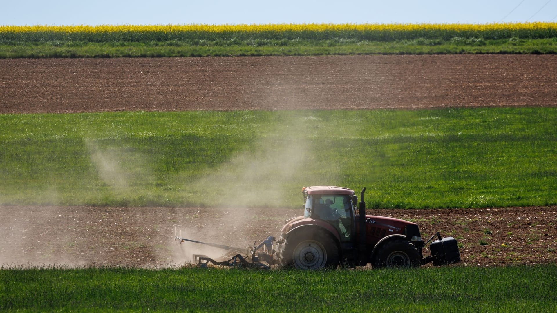 Landwirt bearbeitet Acker