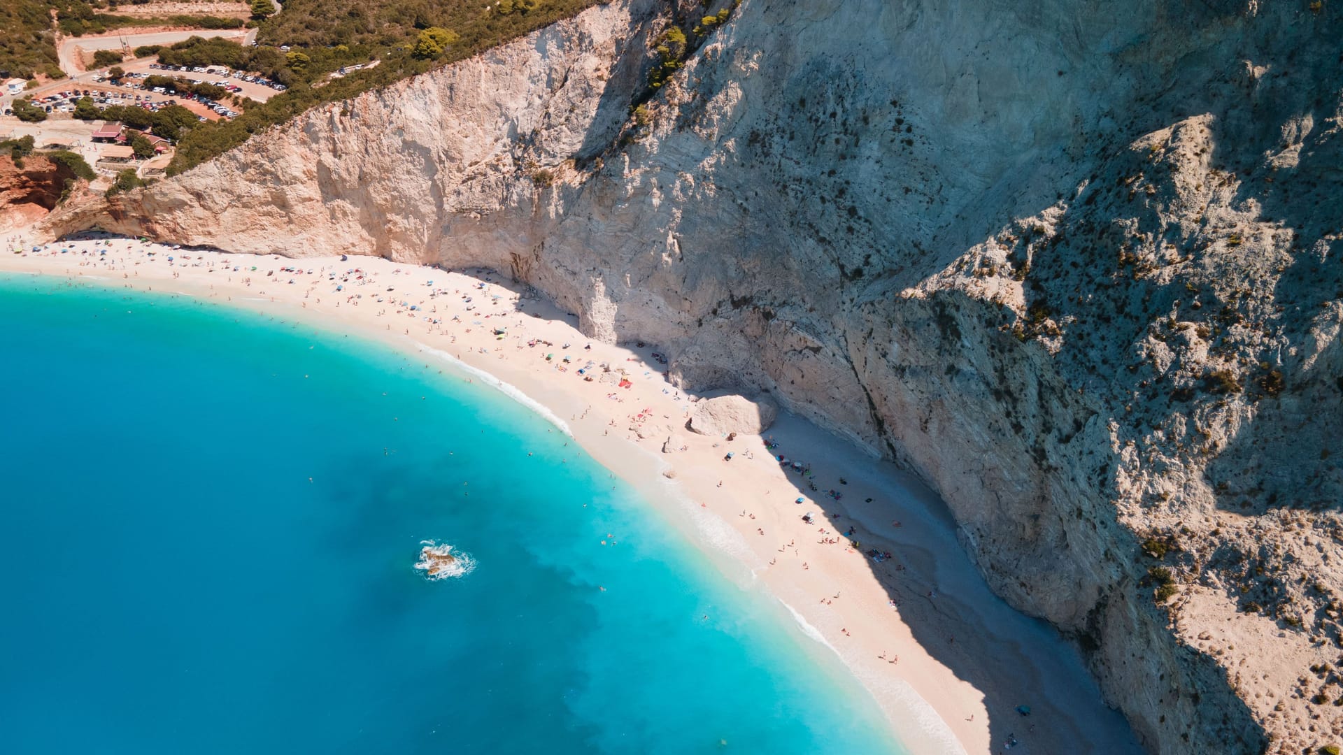 aerial view of Porto Katsiki beach at lefkada island