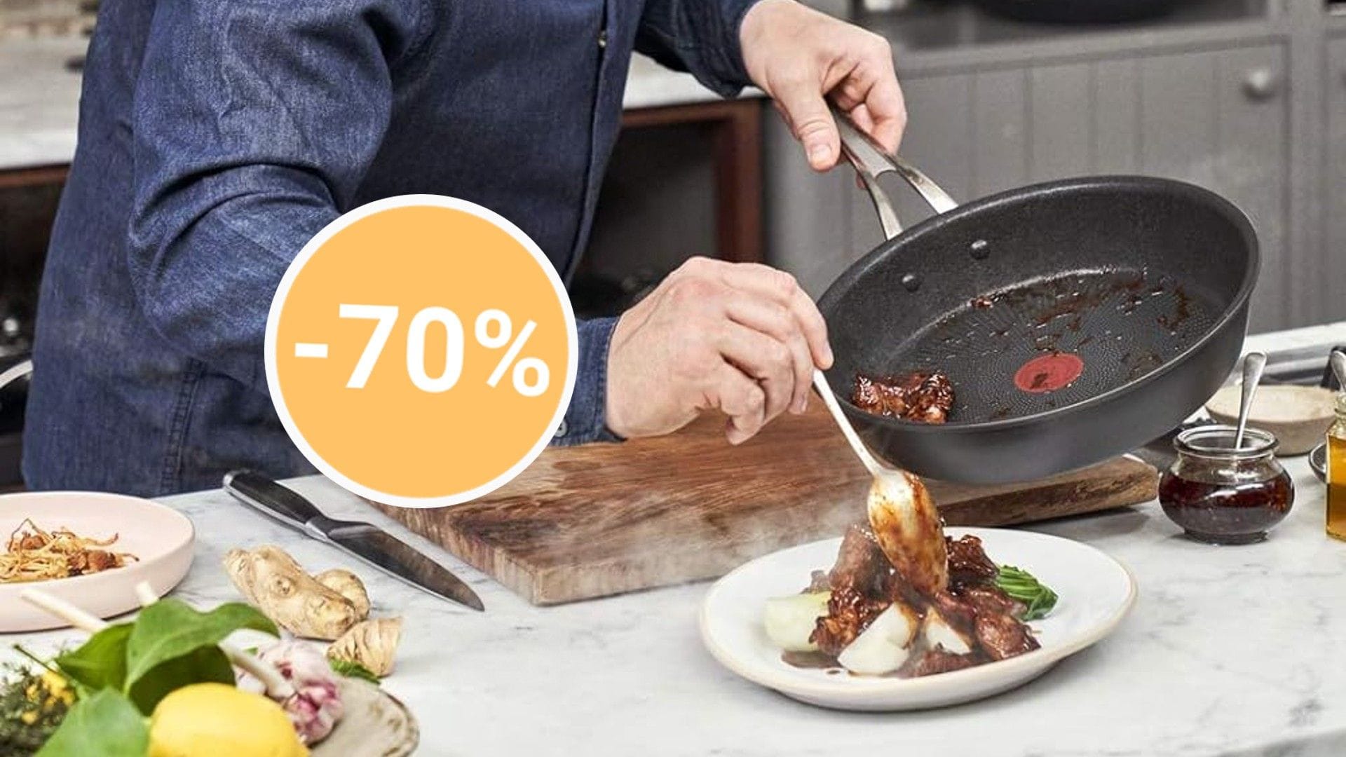 Bei Lidl sind heute von Starkoch Jamie Oliver entwickelte Tefal-Pfannen radikal reduziert im Angebot (Symbolbild).