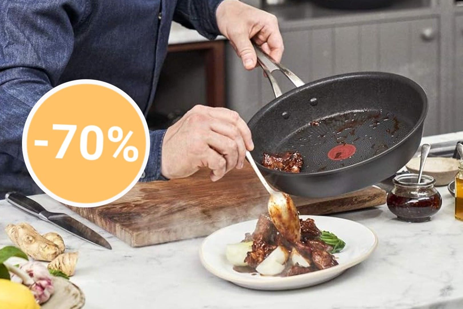 Bei Lidl sind heute von Starkoch Jamie Oliver entwickelte Tefal-Pfannen radikal reduziert im Angebot (Symbolbild).