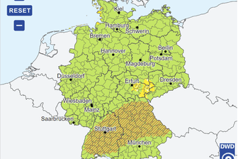 Unwetter-Warnkarte des Deutschen Wetterdienstes, 02.06.2024, 8.21 Uhr